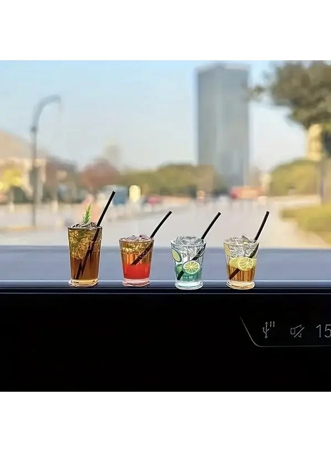 Set Of 4 Resin Miniature Car Dashboard Cup Ornaments With Adhesive Backing - Image 4